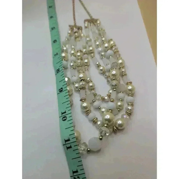 Liz Claiborne Cream Vanilla Goldtone Acrylic Beads Multi Strand Necklace - Picture 7 of 7